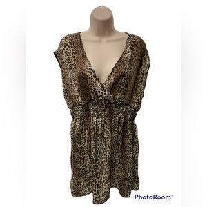 💋 Studio Y Chiffon Mini Dress Leopard Print size XL